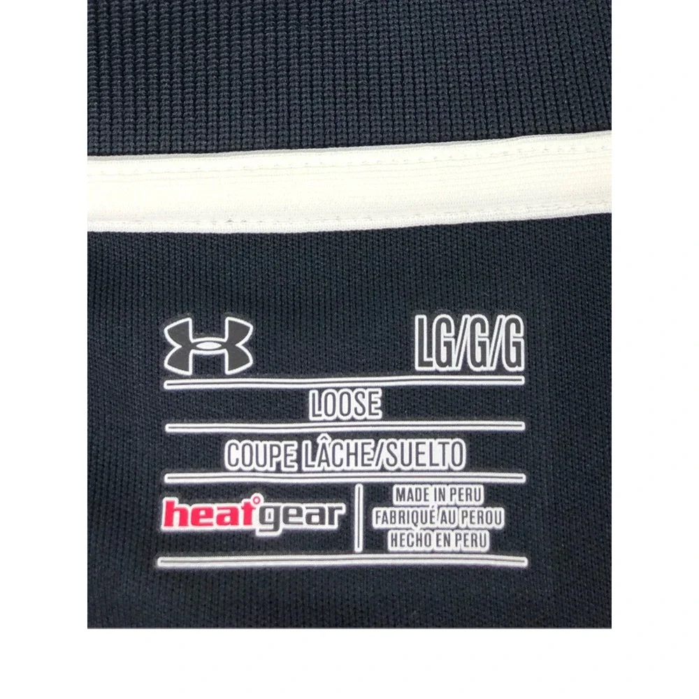Under Armour Mens Large Polo Shirt Golf Black Short Sleeve Stretch NWT $59.99